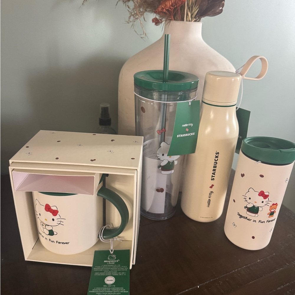 Starbucks Hello Kitty Mug and Tumbler Set - Cream and Green Limted Edition 2025 - Picture 1 of 5